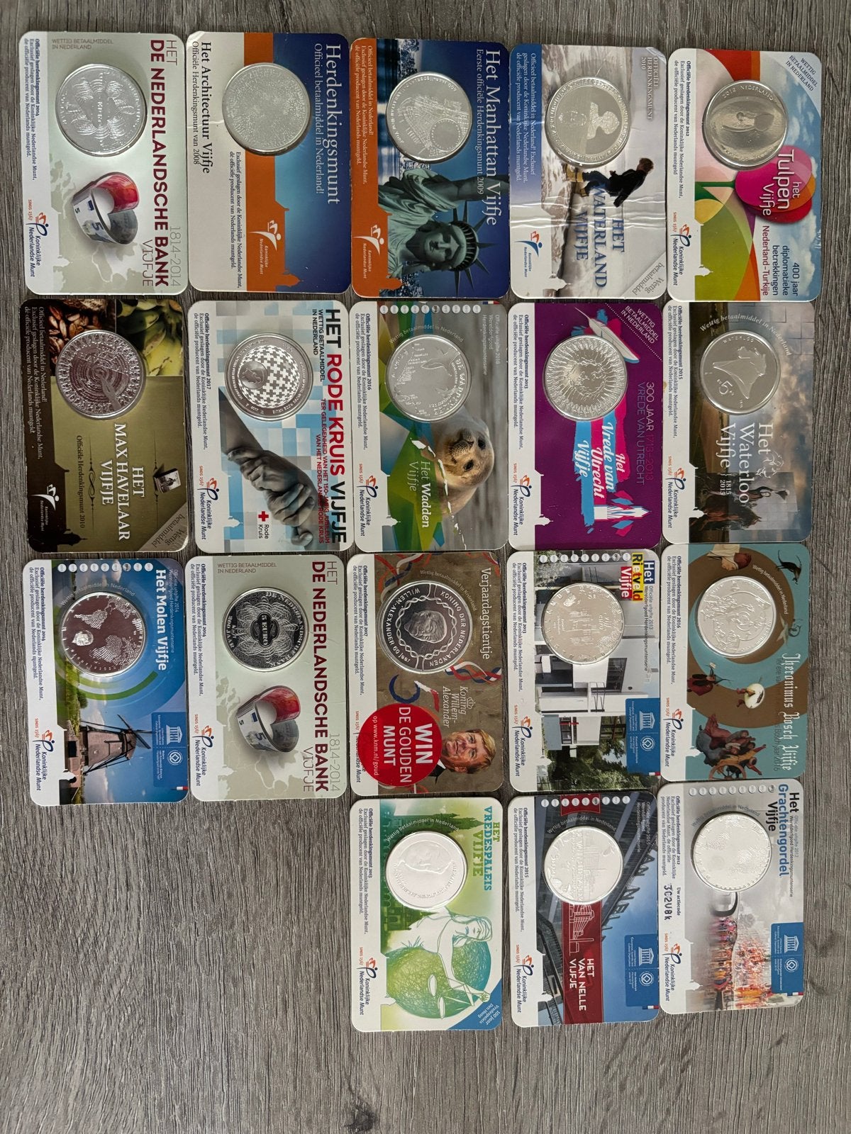 Collectie Nederlandse Herdenkingsmunten (Vijfjes), Postzegels en Munten, Munten | Nederland, Setje, Overige waardes, Koningin Beatrix