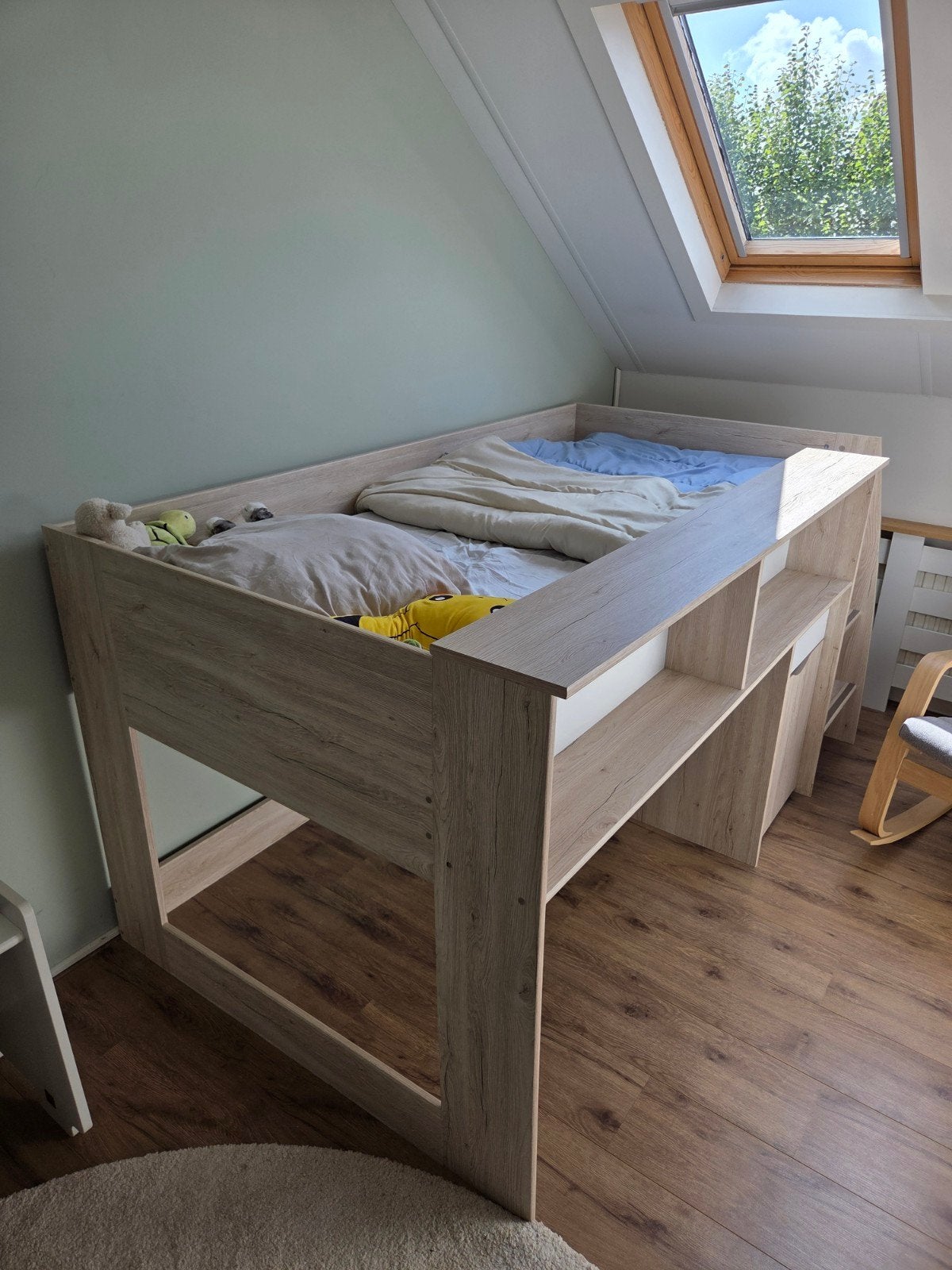 Halfhoogslaper met bureau en opbergruimte, Ophalen, Gebruikt, Eenpersoons, Minder dan 160 cm