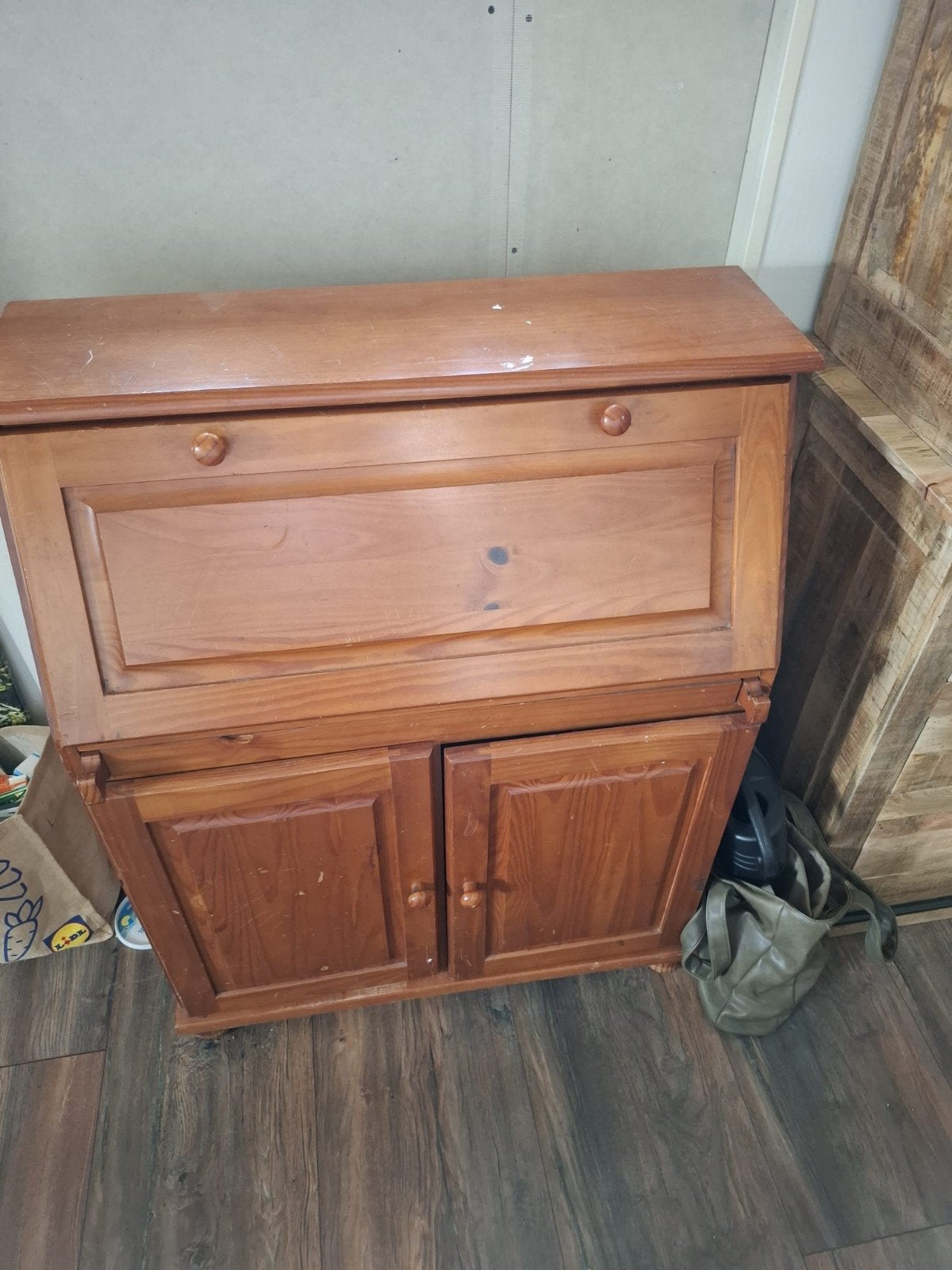 Houten secretaire / bureau met opbergruimte, Huis en Inrichting, Ophalen, Gebruikt, Klassiek, Landelijk