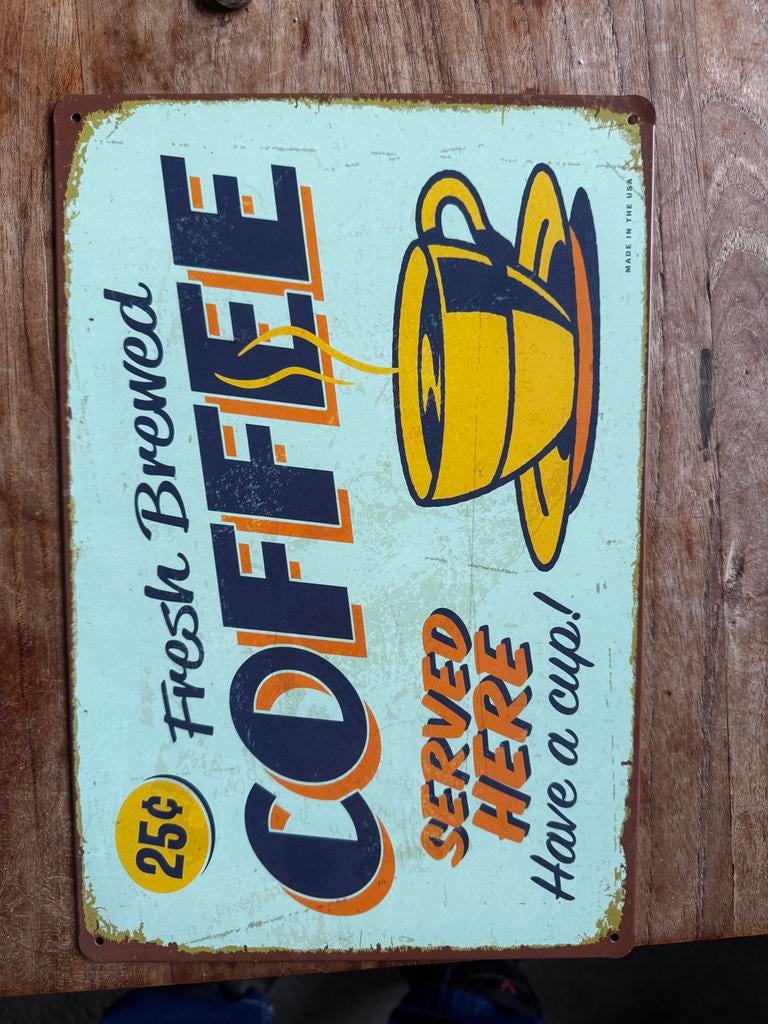 Metalen bordjes - Coffee, Beer, Vodka - Retro decoratie, Ophalen of Verzenden, Gebruikt