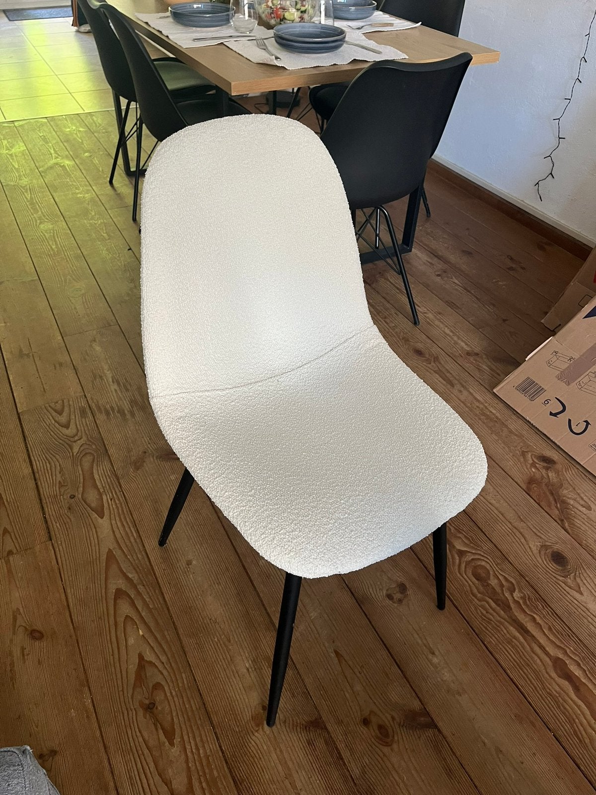 Teddy / Bouclé stoel, Ophalen, Zo goed als nieuw, Wit, Eén