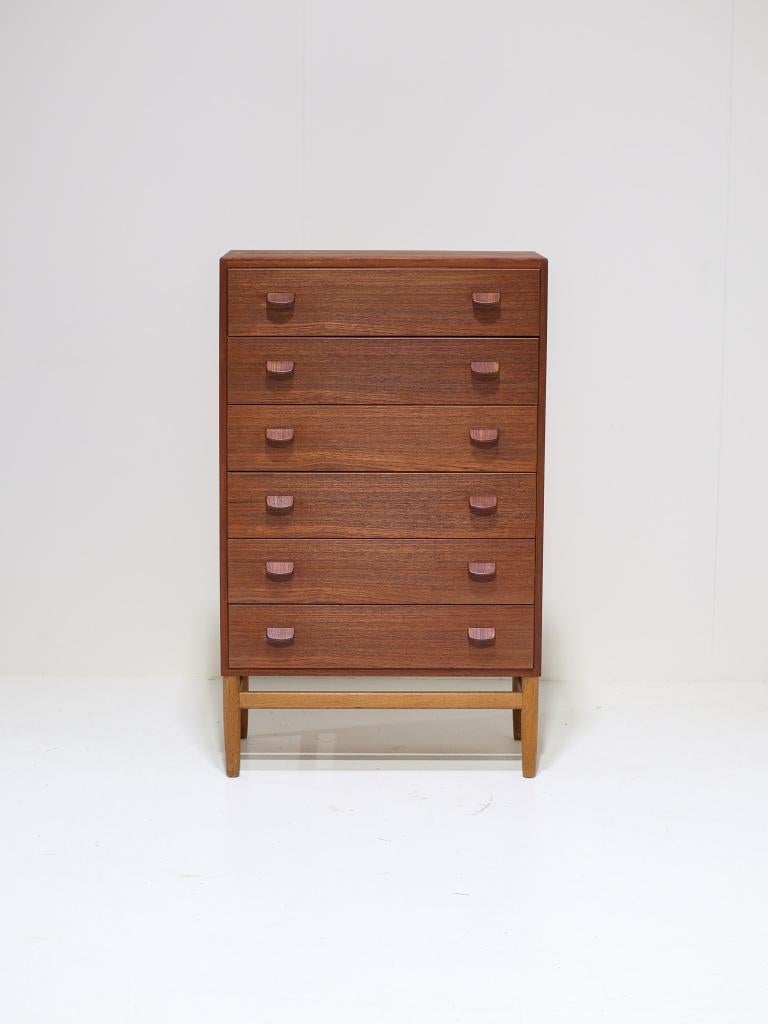 Poul Volther F17 hoge ladekast teak Deens 1950s, Huis en Inrichting, Ophalen, 100 tot 150 cm, -, Teakhout