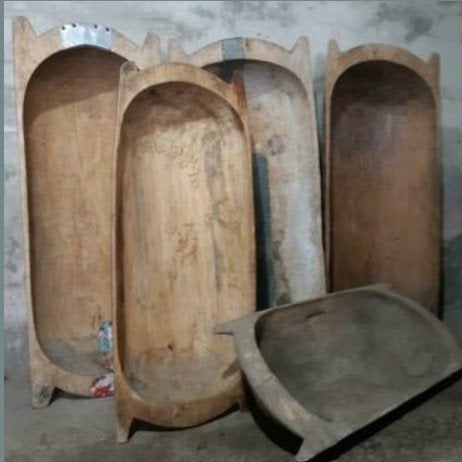 Oude brocante houten trog schaal deegbak, Gebruikt, T, Ophalen of Verzenden, N
