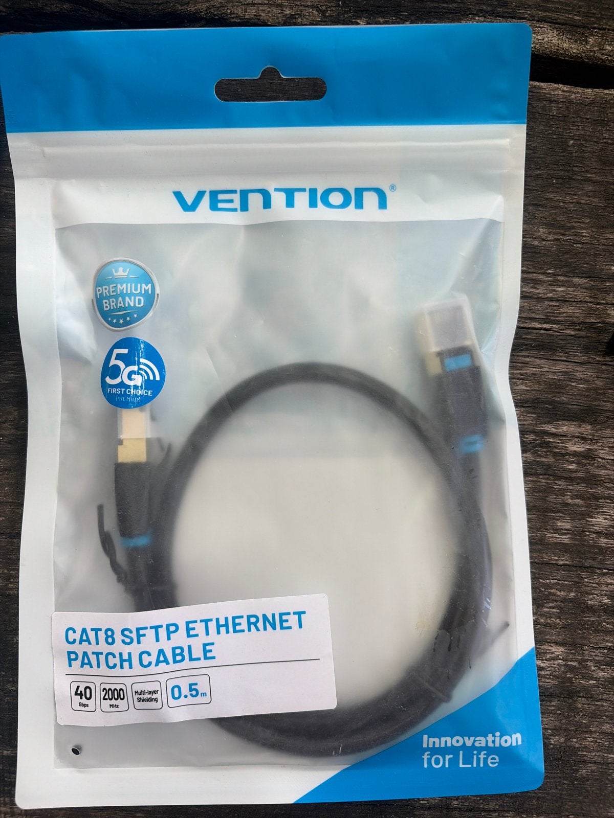 2x Vention CAT8 SFTP Ethernet Patch Kabel 0.5m - Nieuw, Ophalen of Verzenden, Nieuw, Minder dan 2 meter, Overige kabels
