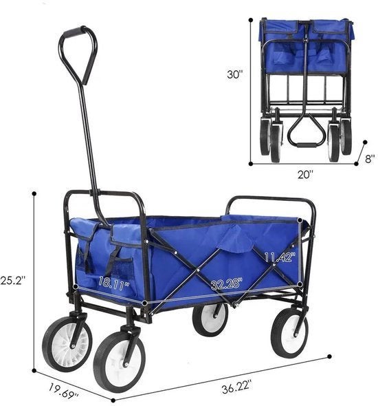 Bolderkar - Wagen - Bolderwagen - Opvouwbaar - Strandkar - S, Corvance B.V., Verzenden, Nieuw, Corvancebol@gmail.com