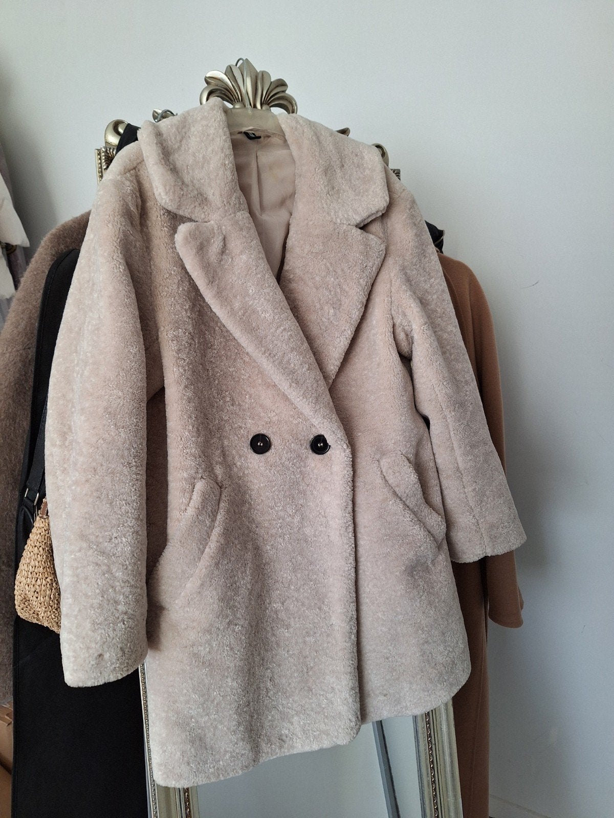 H&M teddy jas ecru wit / lichtbeige maat XS / S, H&M, Verzenden, Wit, Zo goed als nieuw
