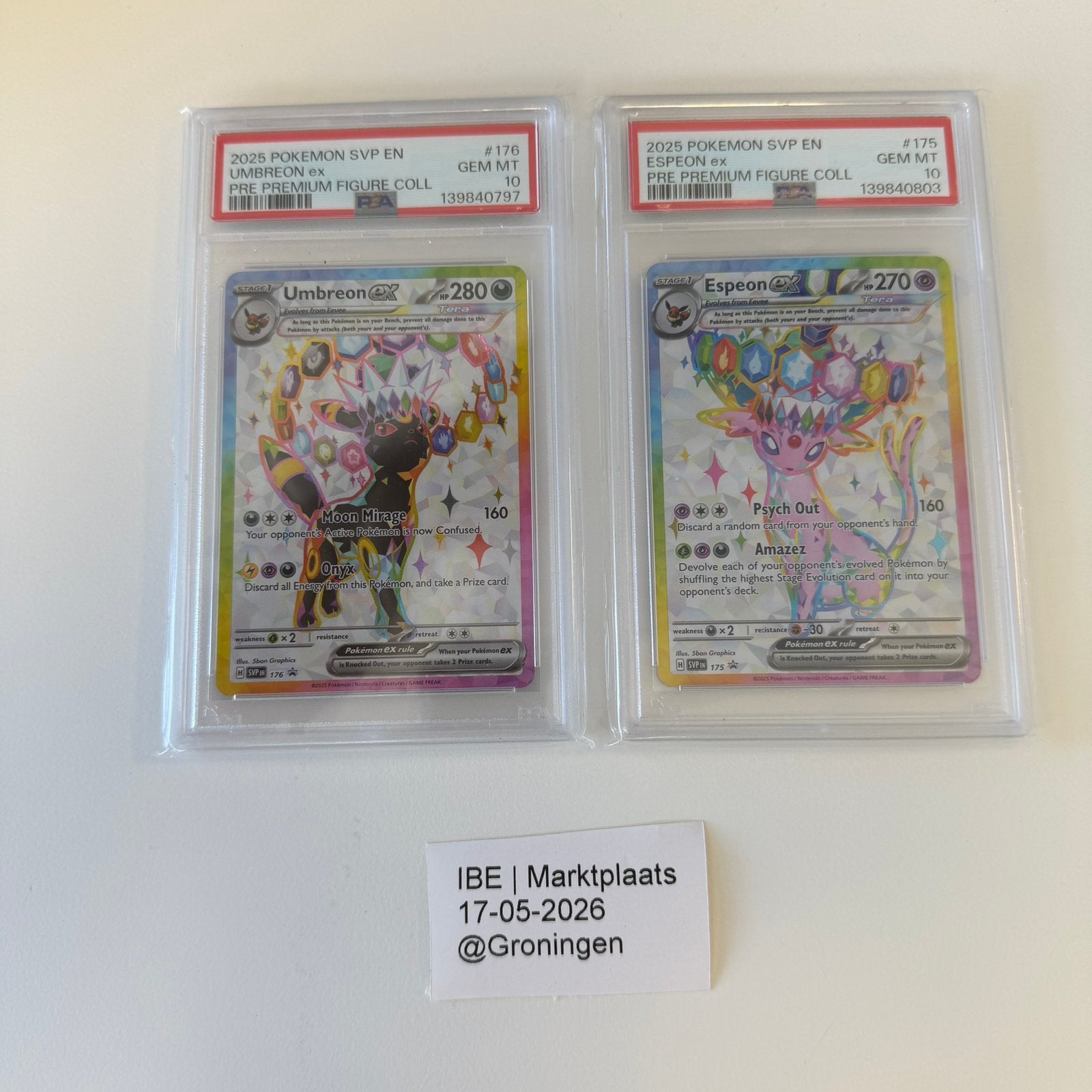 Umbreon ex #176 & Espeon ex #175 | PSA 10 GEM MT Set, Hobby en Vrije tijd, Verzamelkaartspellen | Pokémon, Ophalen of Verzenden