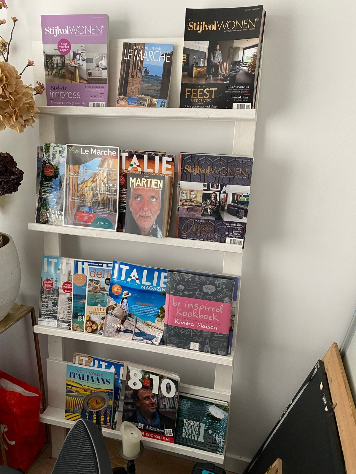 Wit houten tijdschriftenrek, Ophalen of Verzenden, Gebruikt, Wit, Hout