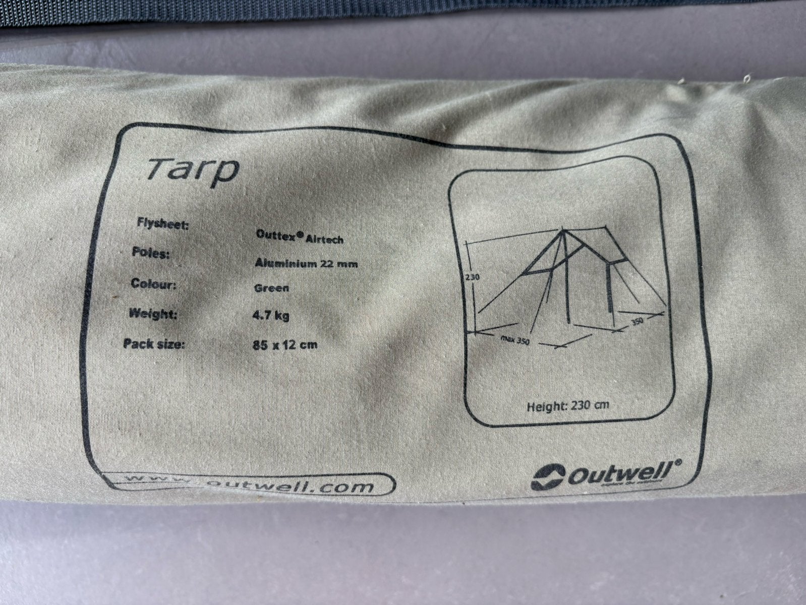 Outwell Tarp/ schaduwdoek groot en stevig!, Ophalen, Gebruikt