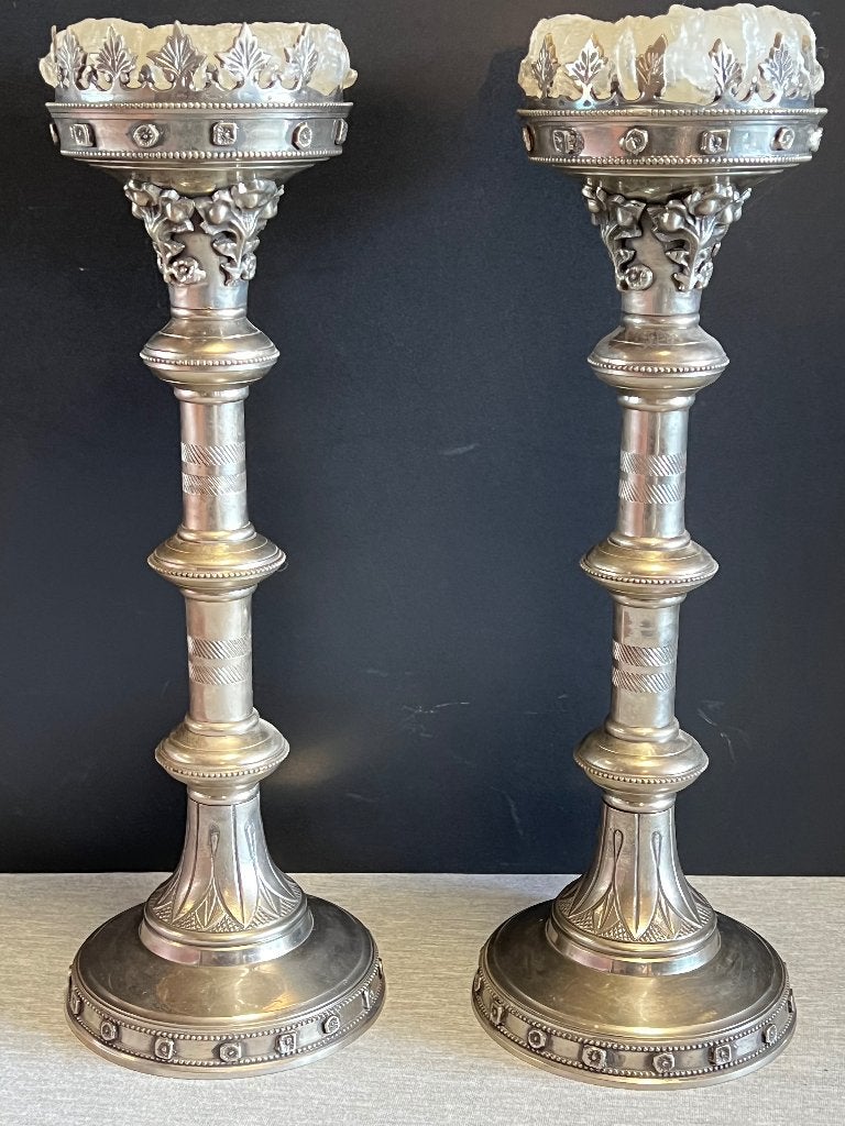2 Altaar Kandelaars Kerk 44.5cm Set, Ophalen of Verzenden, Overige materialen