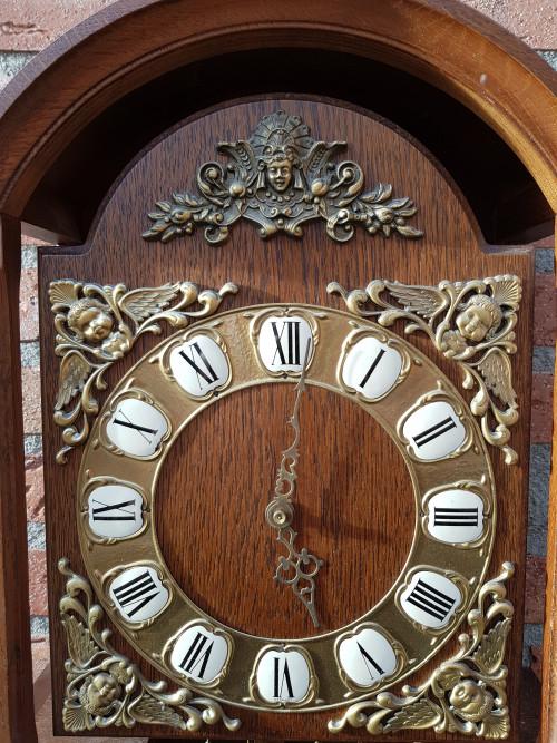 wandklok donker eiken, messing wijzerplaat, Ophalen of Verzenden, 'T Olde Gre-j, Info@toldegrej.nl, Endepoelstraat 20f Didam