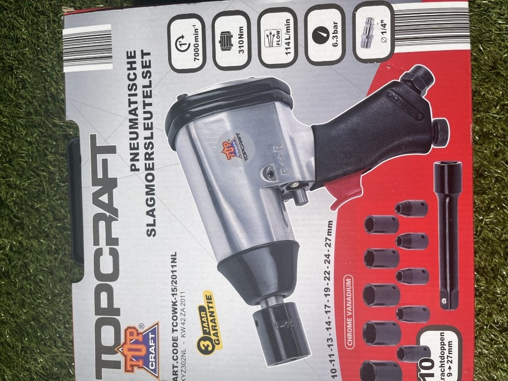 Topcraft pneumatische slagmoersleutel, compleet in koffer, Minder dan 25 liter, Ophalen, Nieuw, Minder dan 200 liter/min