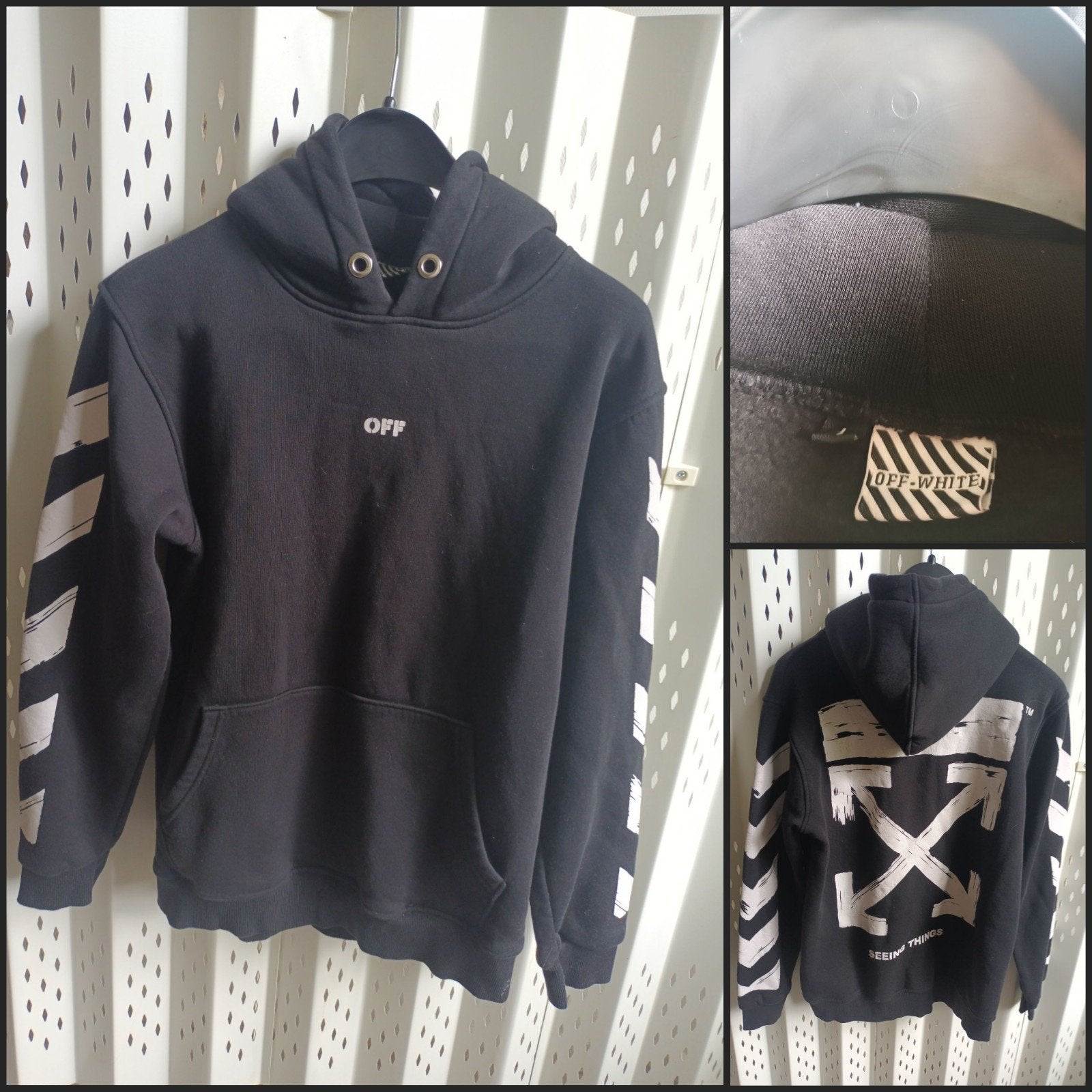 Off-White Zwart Heren Sweatshirt Hoodie - Maat L, Kleding | Heren, Truien en Vesten, Maat 52/54 (L), Off-White, Zwart, Ophalen of Verzenden