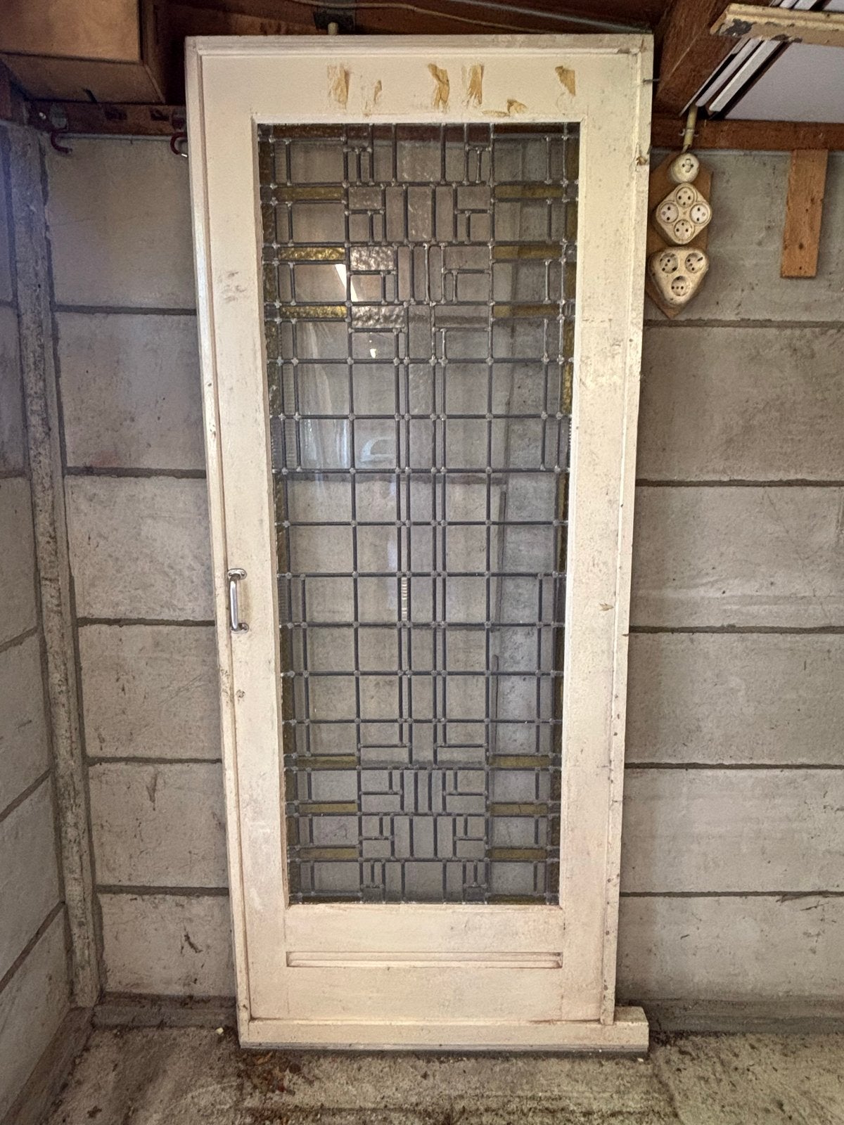 Originele Jaren '30 Glas-in-lood Deur, Doe-het-zelf en Verbouw, Deuren en Horren, Ophalen, Gebruikt, 80 tot 100 cm, Binnendeur