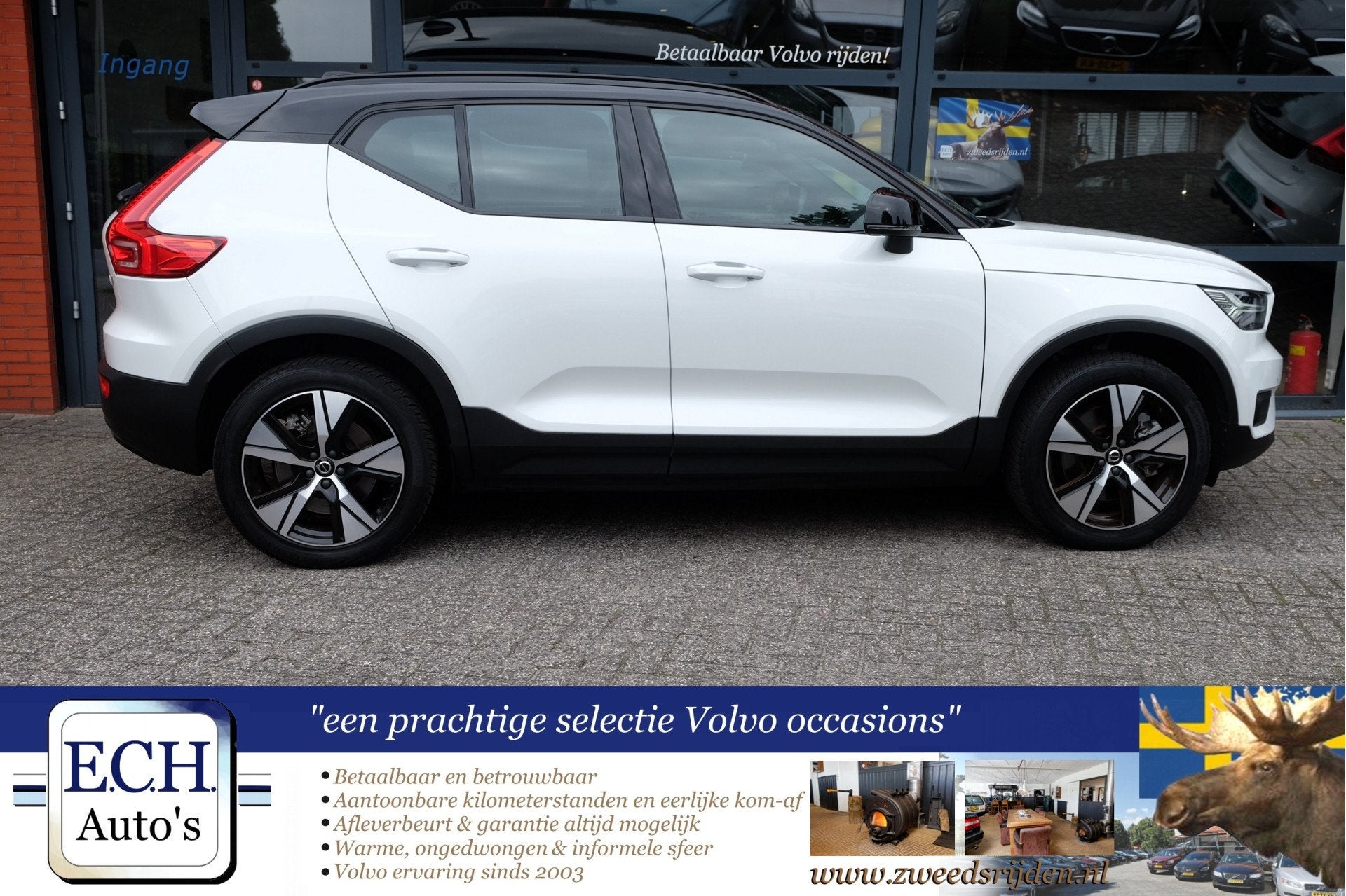Volvo XC40 408 pk Recharge P8 AWD R-Design, Leer, Trekhaak,, Auto's, Volvo, Gebruikt, Wit, Vierwielaandrijving, 408 pk
