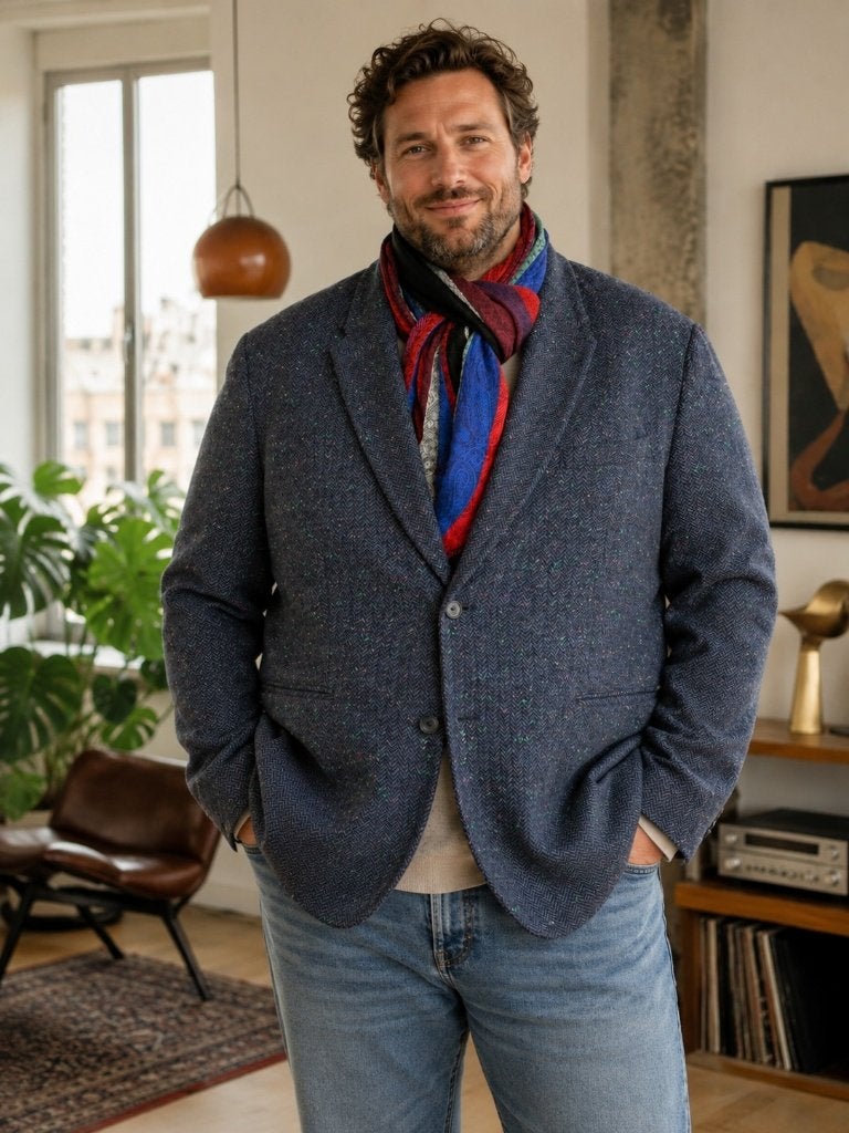 Vintage, tweedmix Royal Blue maat 56 , visgraat €50, Verzenden, Zo goed als nieuw, Maat 56/58 (XL), Blauw