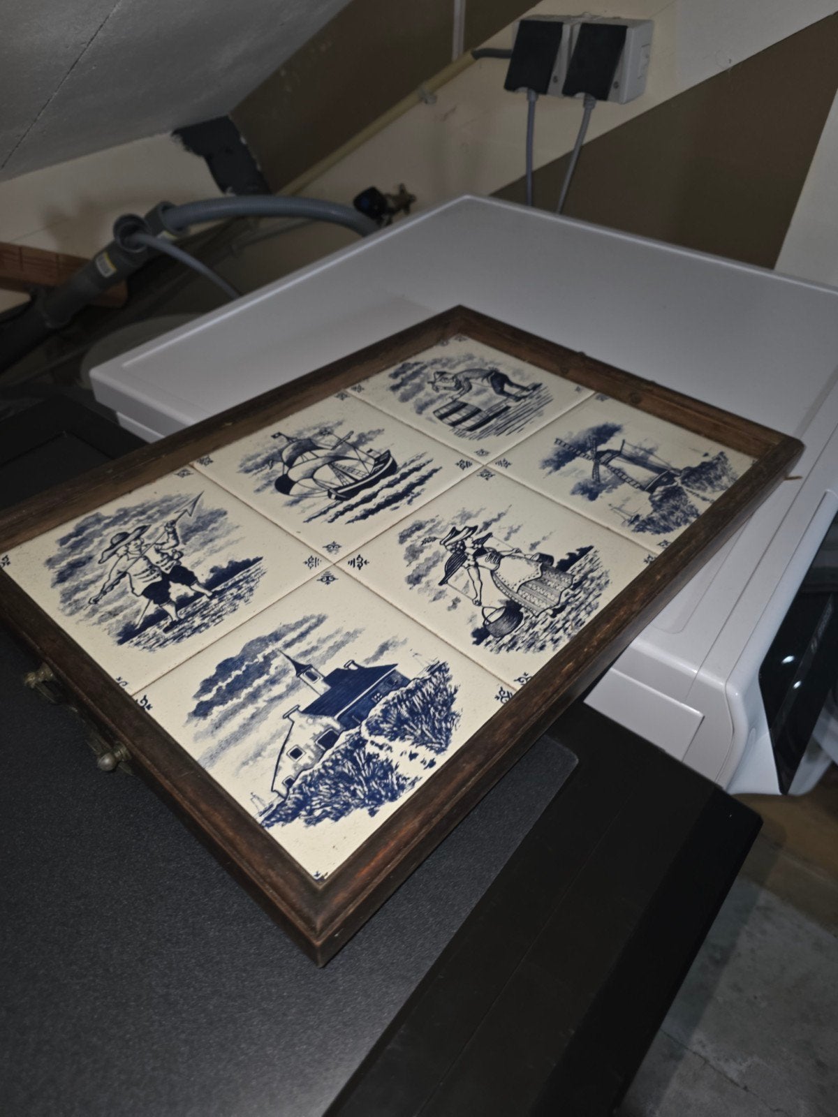 Delfts blauw tegeltableau dienblad, Ophalen of Verzenden