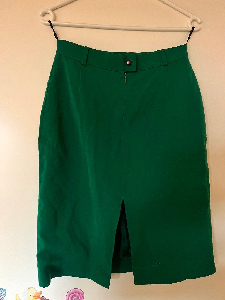 Vintage franse groen wollen chique kokerrok rok Rodier 36 38, Ophalen of Verzenden, Zo goed als nieuw, Vintage, Maat 36 (S)