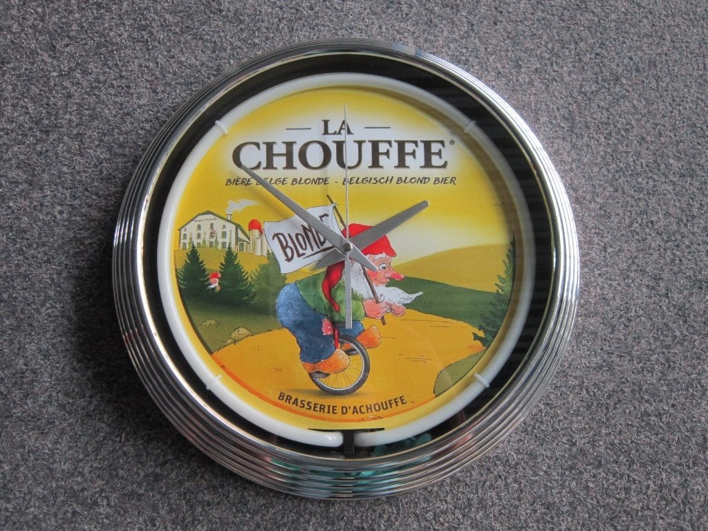 LA CHOUFFE BIER NEON KLOK, Verzamelen, Biermerken, Ophalen, Zo goed als nieuw, Overige typen, Overige merken