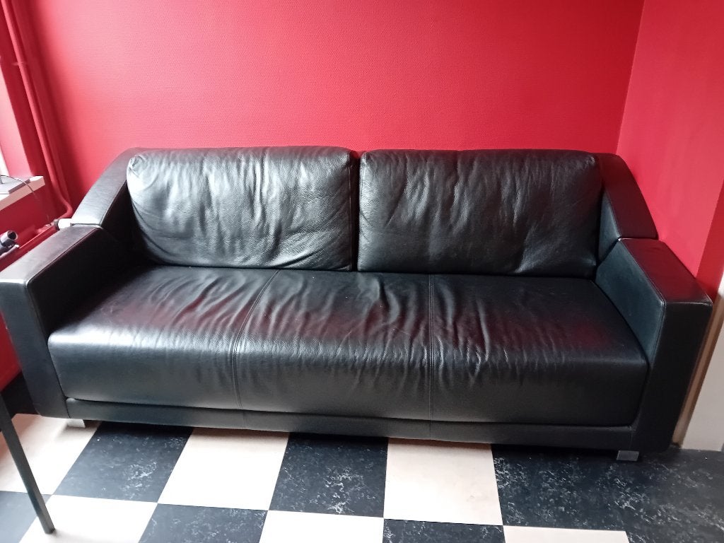 Rolf Benz leren 2 zits bank, Ophalen, 150 tot 200 cm, Tweepersoons, Zo goed als nieuw