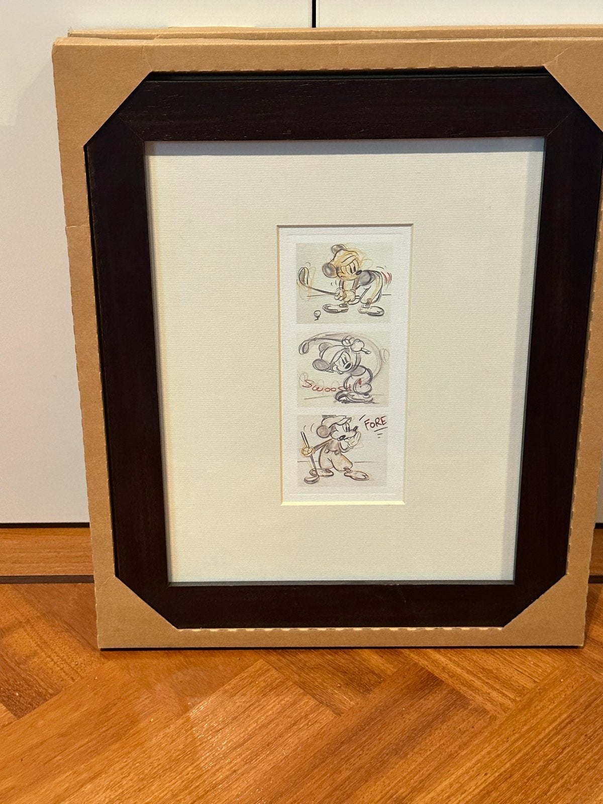 Ingelijste Disney Mickey Mouse en Pluto schetsen, Ophalen of Verzenden, Tekening, Potloodtekening, Ingelijst
