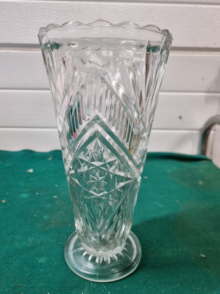 vaas glas vintage ddr trompetvaas, Ophalen of Verzenden