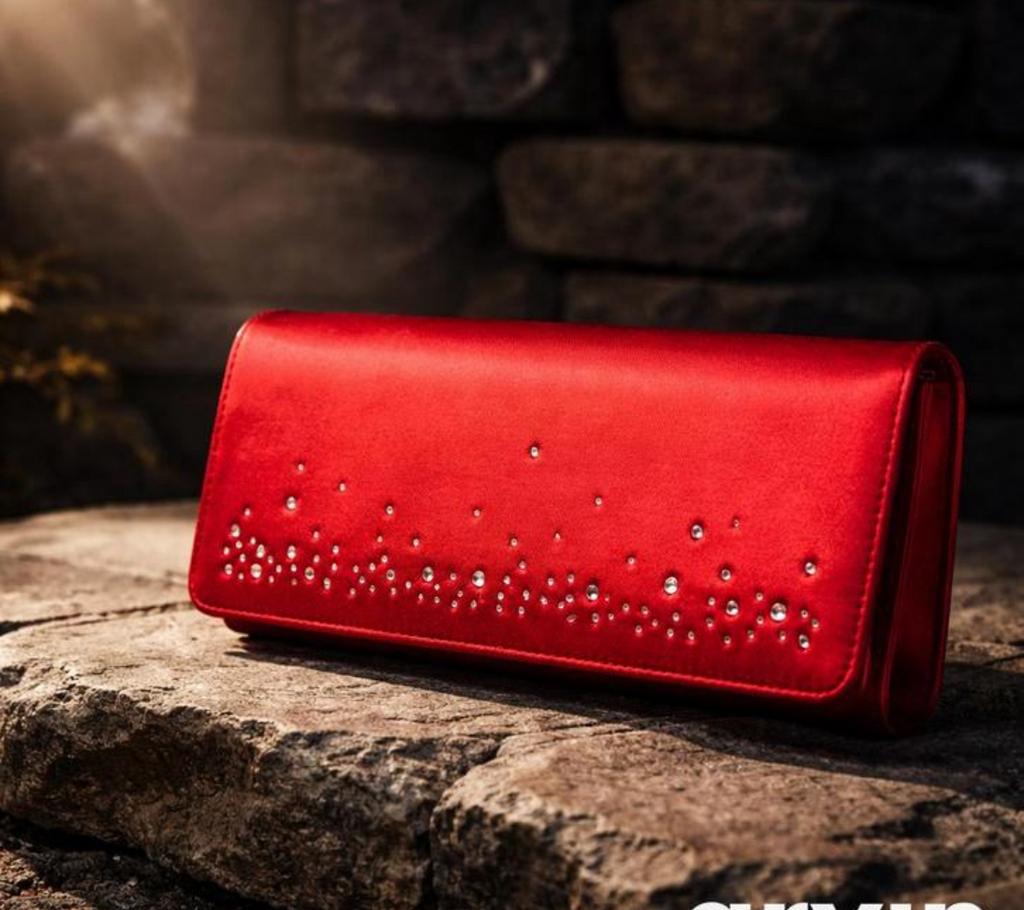 Galatasje clutch met strass, Ophalen of Verzenden, Zo goed als nieuw, Rood, Avondtasje