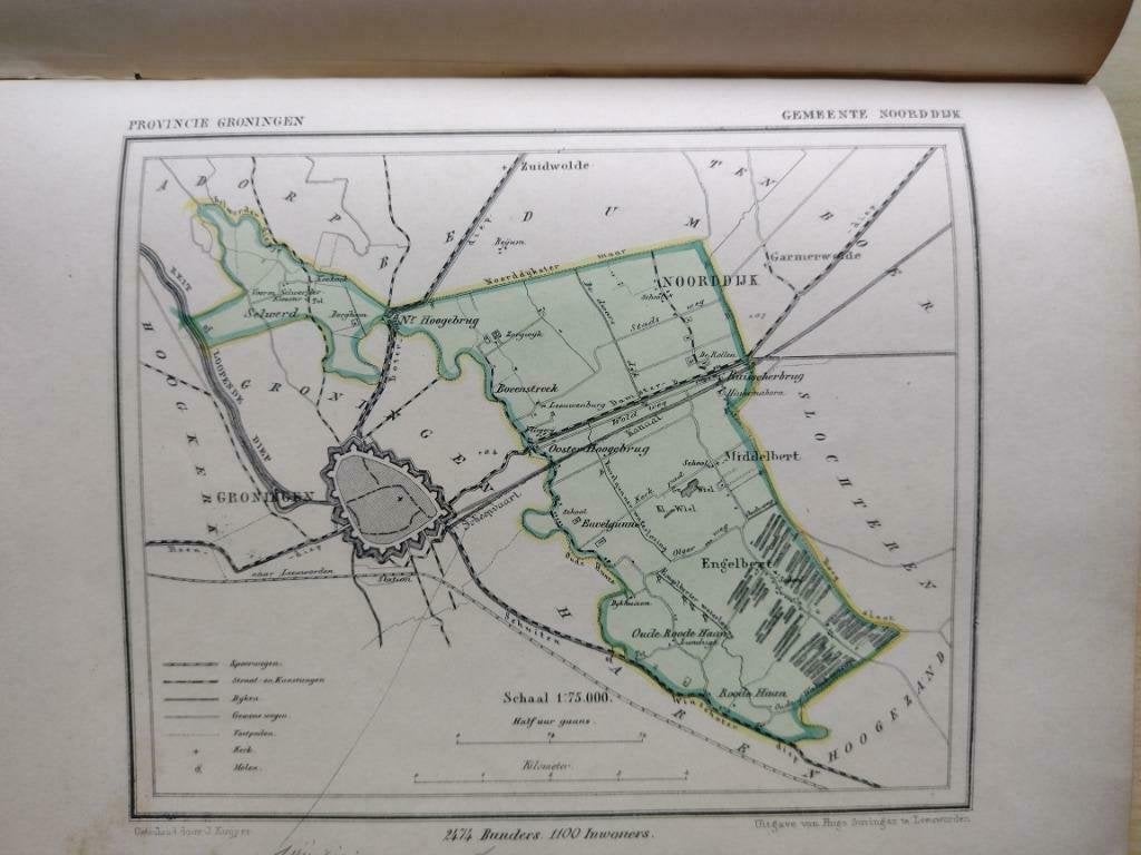 35 / Noorddijk / Middelbert/ Selwerd Litho 1867 Kuyper GRO, Ophalen of Verzenden