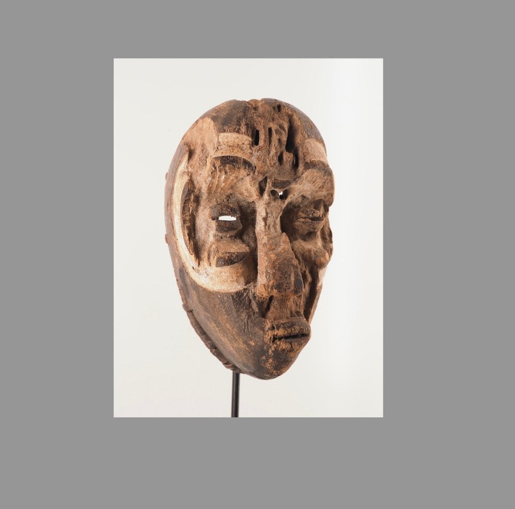 Oud Uniek Fang masker Gabon (251107-04) Prachtig patina!, Hout, 20 cm, Afrika, Masker