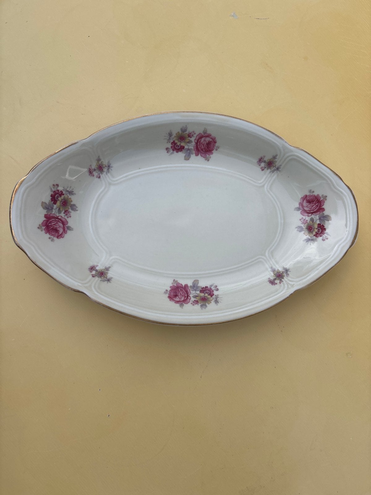 Vintage Mosa Maastricht serveerschaal met rozen, Antiek en Kunst, Antiek | Servies los, Ophalen of Verzenden