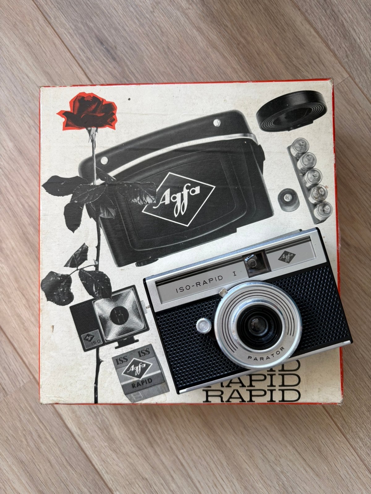 Agfa Iso-Rapid I giftset jaren '60 - Vintage camera, Audio, Tv en Foto, Fotocamera's Analoog, Ophalen of Verzenden, Gebruikt, Compact