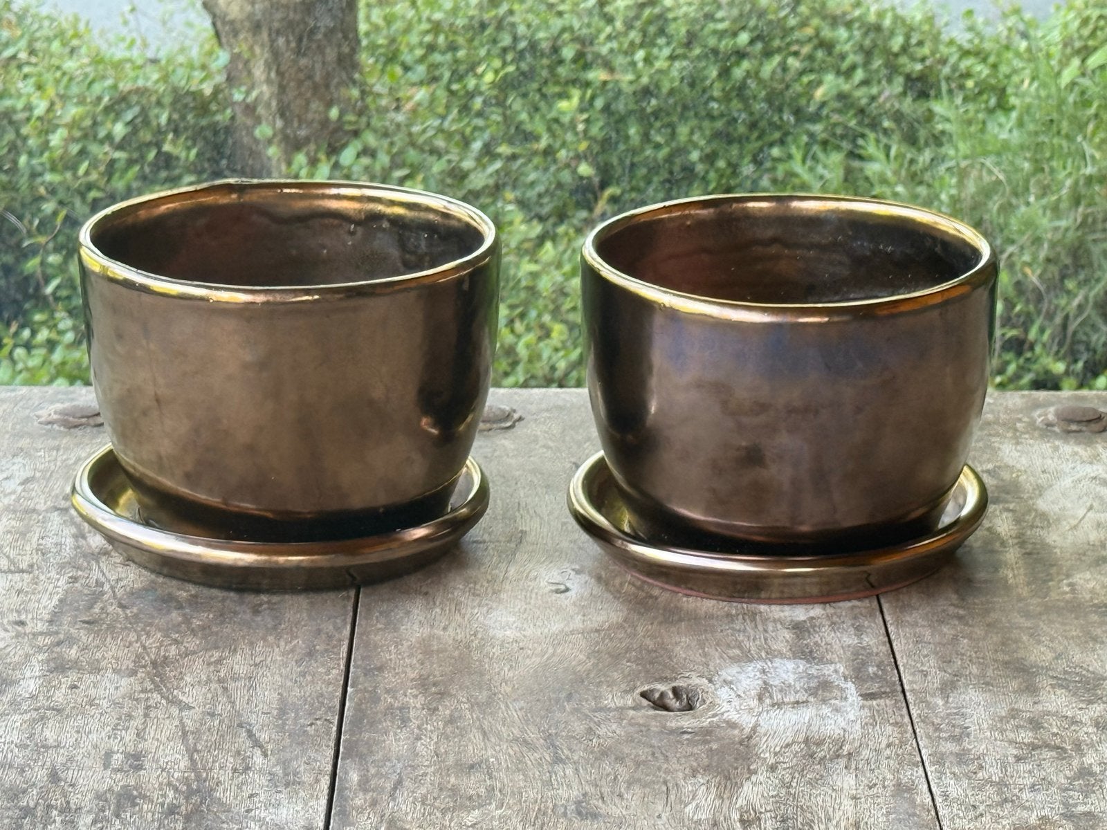 Gouden buitenpotten!, Tuin en Terras, Bloembakken en Plantenbakken, Ophalen, Minder dan 30 cm, Balkon, Rond