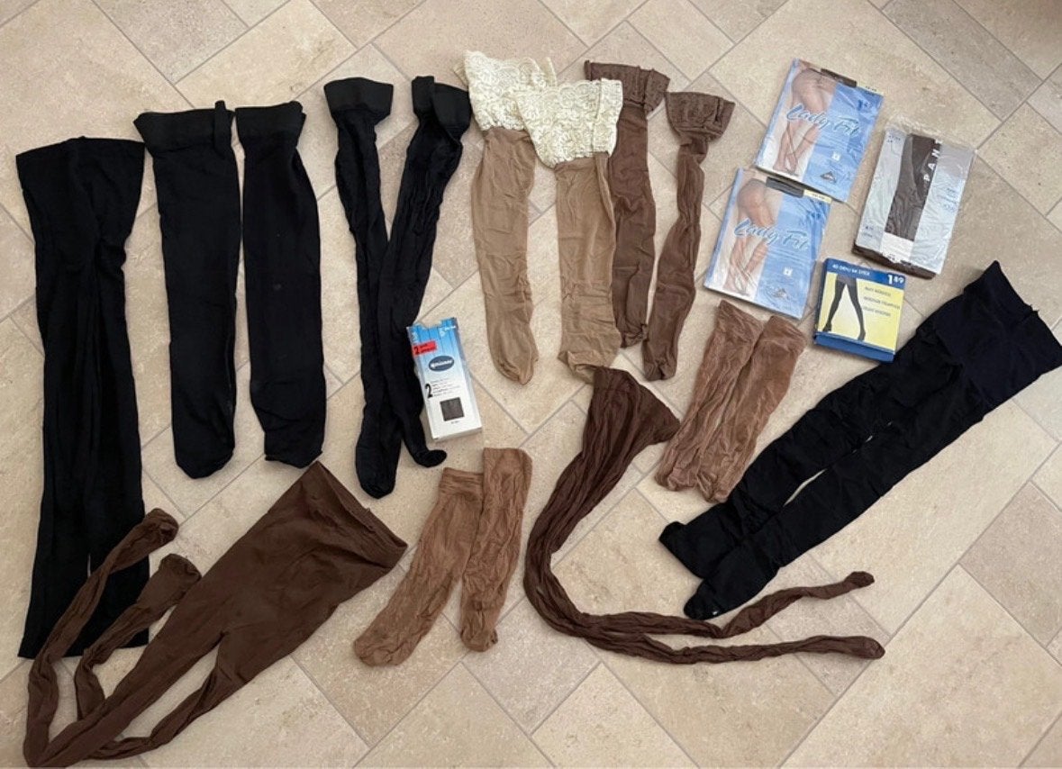 Grote partij panty's, pantykousen overnee - Diverse kleuren, Meerkleurig, Overige maten, Ophalen of Verzenden, Zo goed als nieuw