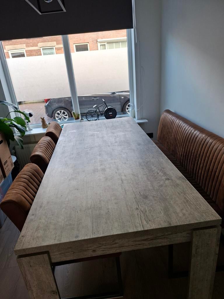 Grote eettafel A-Meubel 200x90 cm met lichte beschadiging, Huis en Inrichting, Tafels | Eettafels, Ophalen, Gebruikt, 200 cm of meer