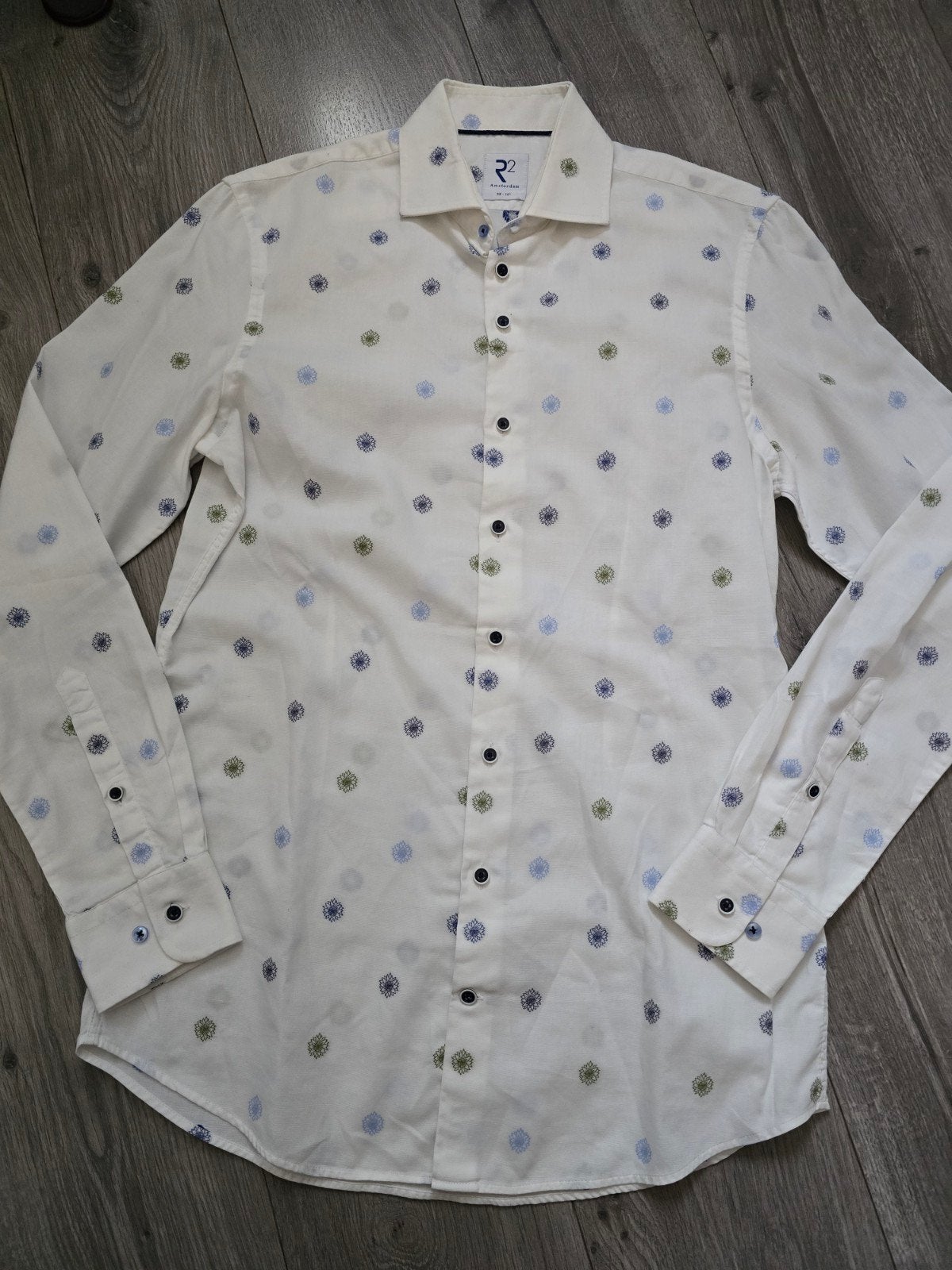 Mooie heren overhemd R2 Amsterdam, maat S (IJ8), Kleding | Heren, Overhemden, Ophalen of Verzenden, Zo goed als nieuw, Blauw, Halswijdte 38 (S) of kleiner
