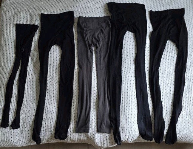4 thermo leggings / panty's & 1 gestreepte panty, Ophalen of Verzenden, Zwart, Panty