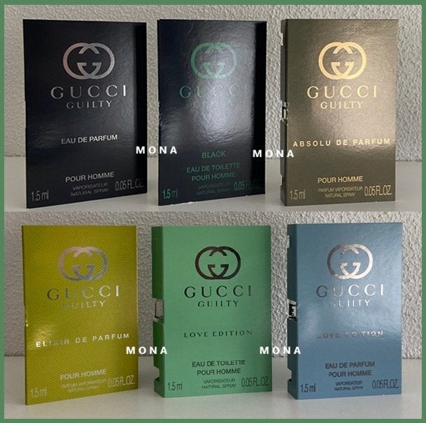 GucciGuilty pour Homme set 6 parfum samples proefjes testers, Sieraden, Tassen en Uiterlijk, Uiterlijk | Parfum, Verzenden, Nieuw