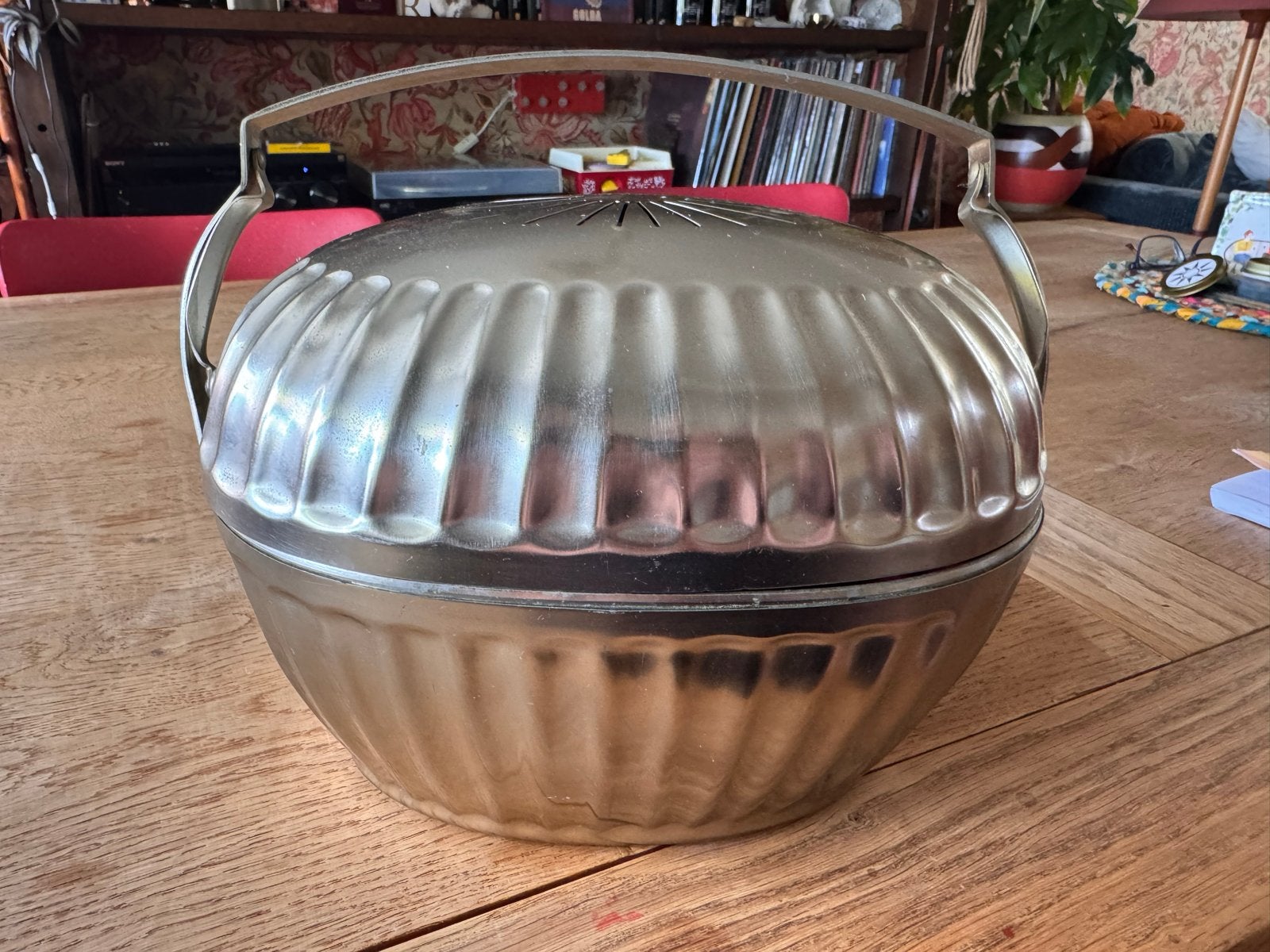 Vintage theemuts met rozerood fluwelen binnenkant, Ophalen of Verzenden