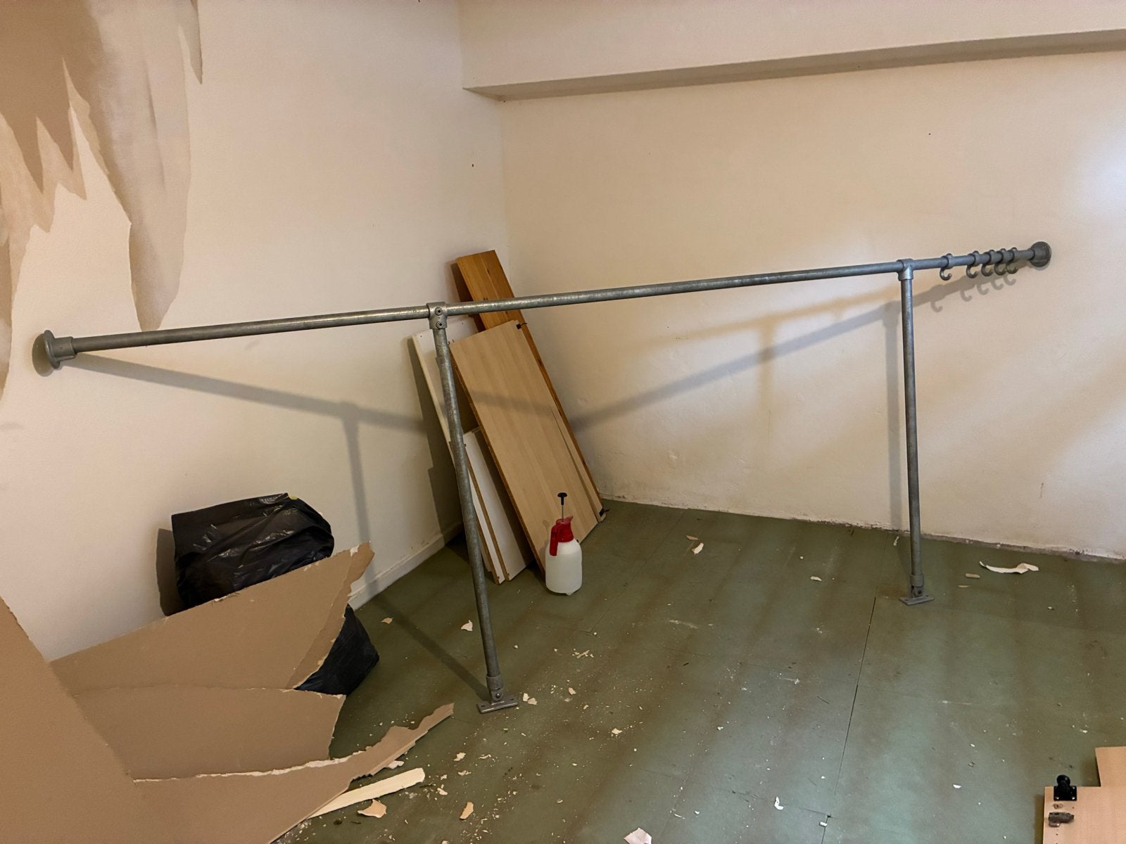 Groot industrieel kledingrek van steigerbuis (3,10m), Ophalen, Gebruikt, 100 tot 150 cm, 200 cm of meer