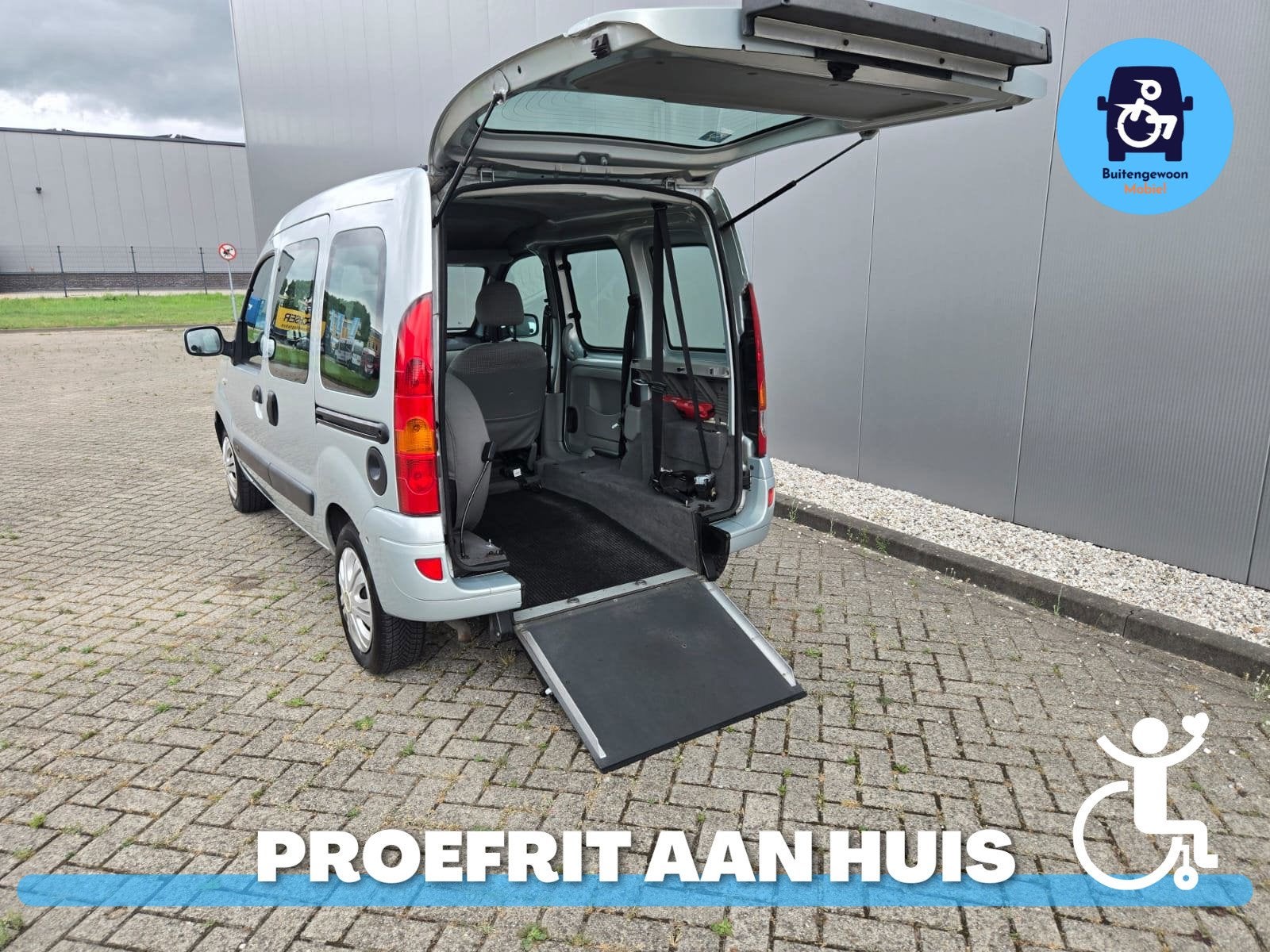 Renault Kangoo 1.6-16V Rolstoelauto Bodemverlaging (Airco), Elektrische ramen, Stof, 750 kg, 49 €/maand