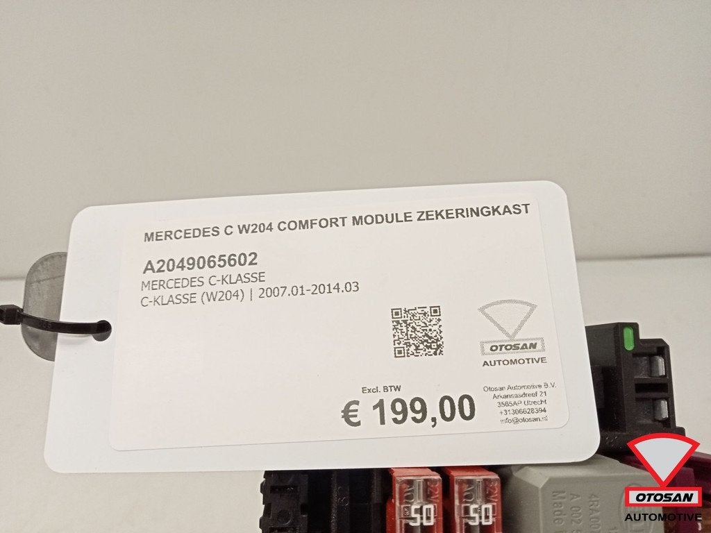 Mercedes C W204 Comfort Module Zekeringkast A2049065602, Gebruikt, Mercedes-Benz AG, Mercedes-Benz, Ophalen of Verzenden