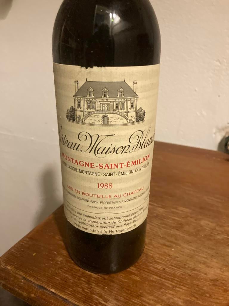 11 flessen Chateau Maison Blanche Saint Emilion 1988, Verzamelen, Ophalen, Gebruikt, Frankrijk, Rode wijn