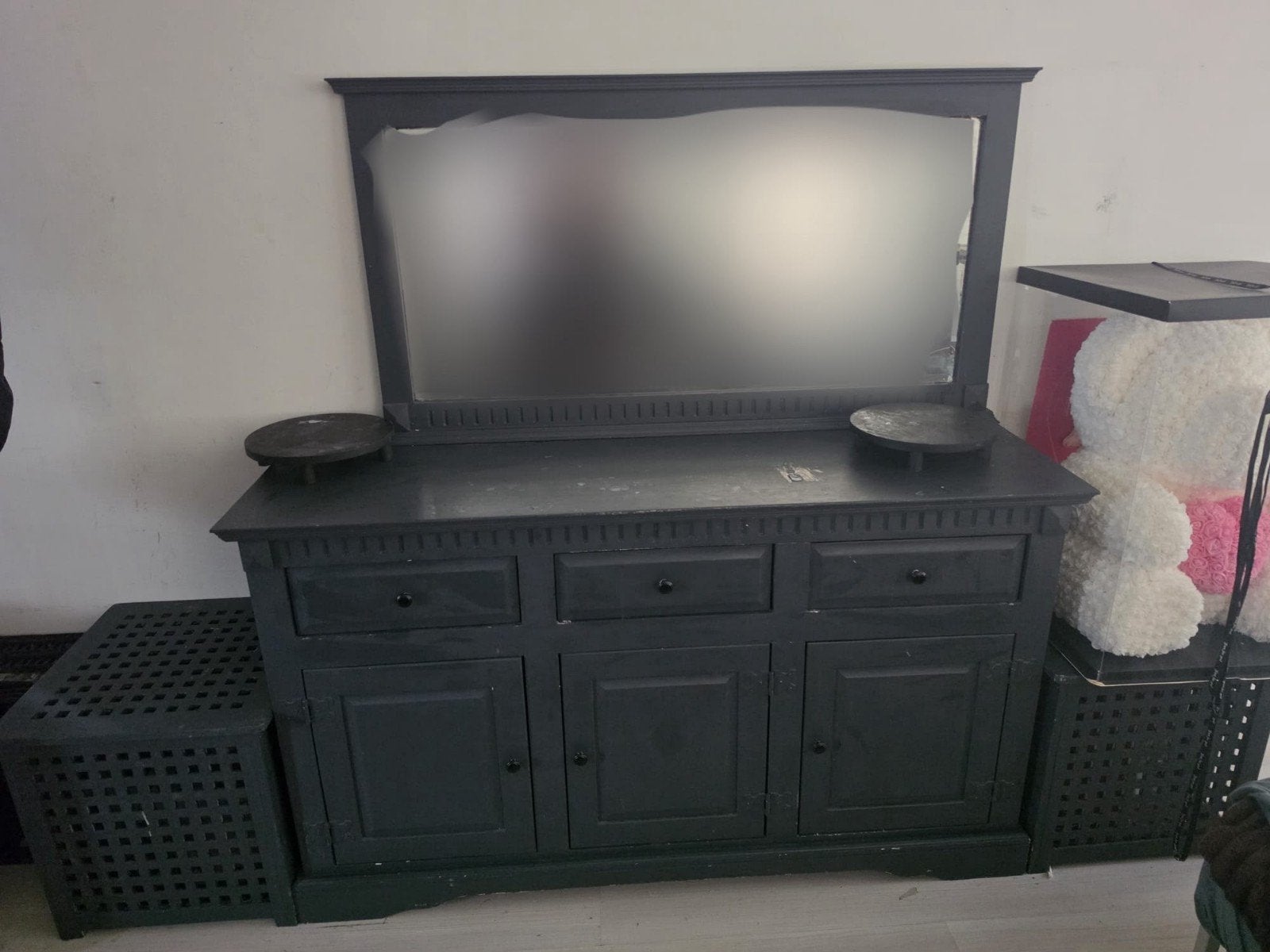 Houten dressoir met spiegel - opknapper, Ophalen, Gebruikt, 25 tot 50 cm, Overige houtsoorten
