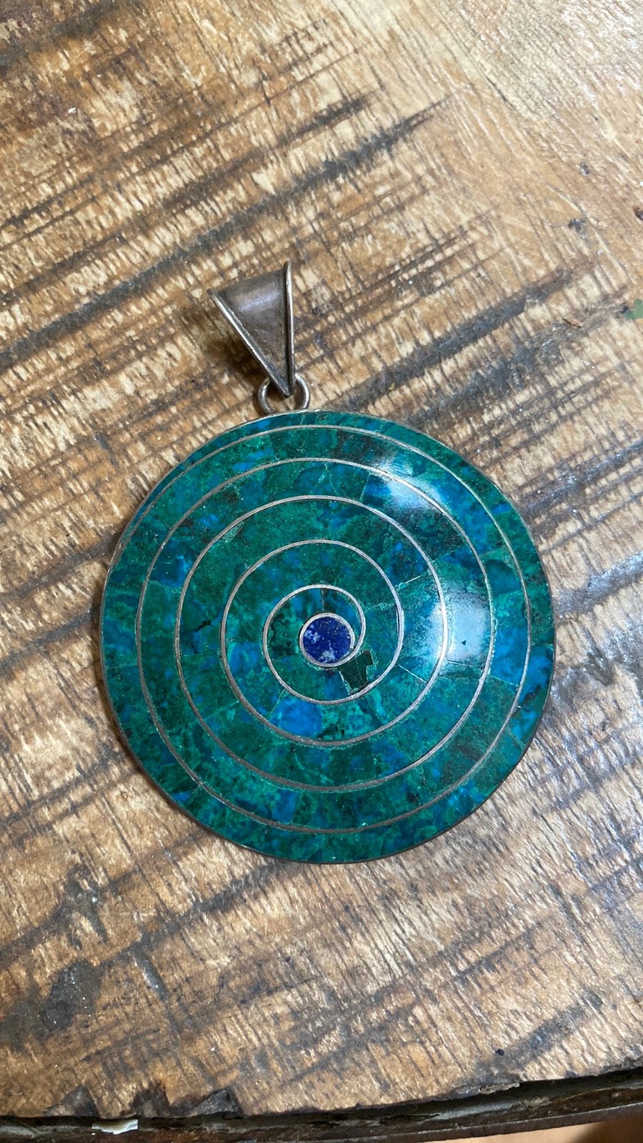 Zilveren kettinghanger chrysocolla, Gebruikt, Overige voorstellingen, Ophalen of Verzenden, Met edelsteen