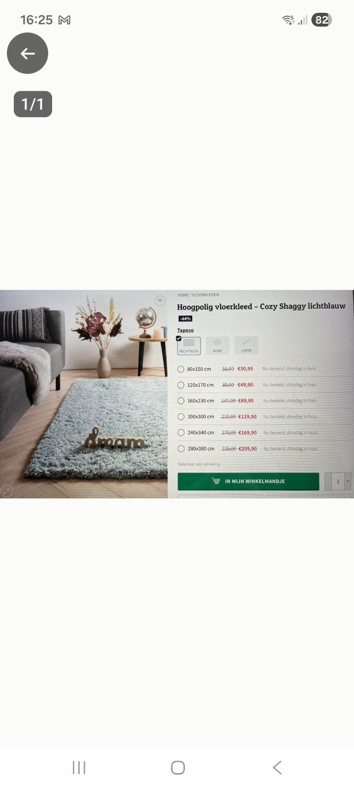 Hoogpolig lichtblauwe  vloerkleed van Tapeso, Huis en Inrichting, Ophalen, Blauw, 200 cm of meer, Shaggy, Cozy