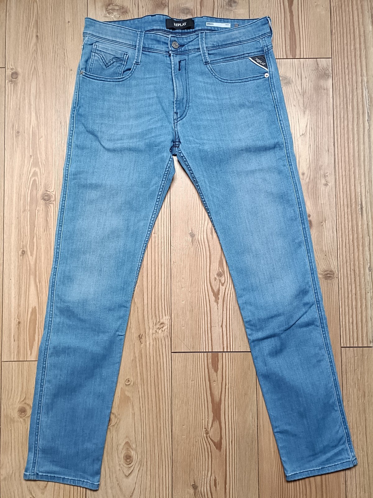 Replay anbass stretch maat 33-32, Ophalen of Verzenden, Zo goed als nieuw, Blauw, W33 - W34 (confectie 48/50)