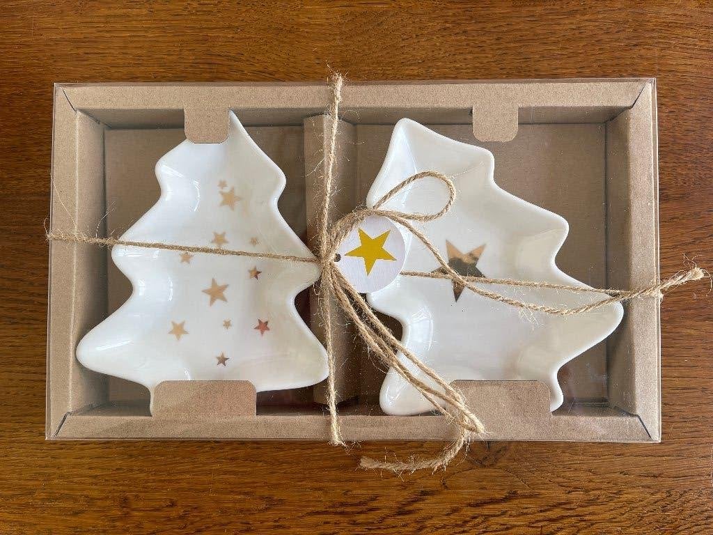 2 Schaaltjes "Kerstboom" 'Porselein' Nieuw in Doos, Diversen, Kerst, Ophalen of Verzenden, Nieuw