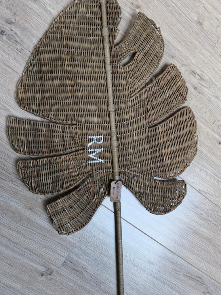 Riviera Maison Wanddecoratie Monstera Blad Rotan, Ophalen, Decoratieobject, Zo goed als nieuw, Bruin
