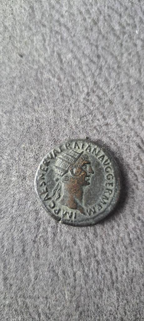 Traianus,AS Romeinse munt, bodemvondst, Ophalen of Verzenden, Overige landen