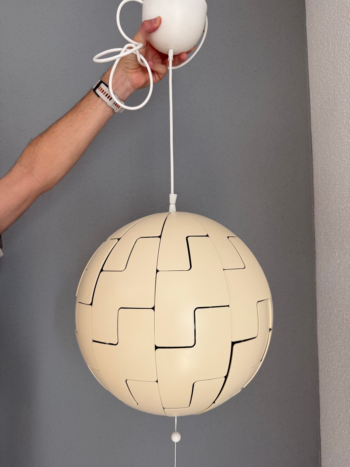 IKEA PS 2014 wit/mint hanglamp - bolvormig design, Ophalen, Gebruikt, Kunststof, E27 (groot)